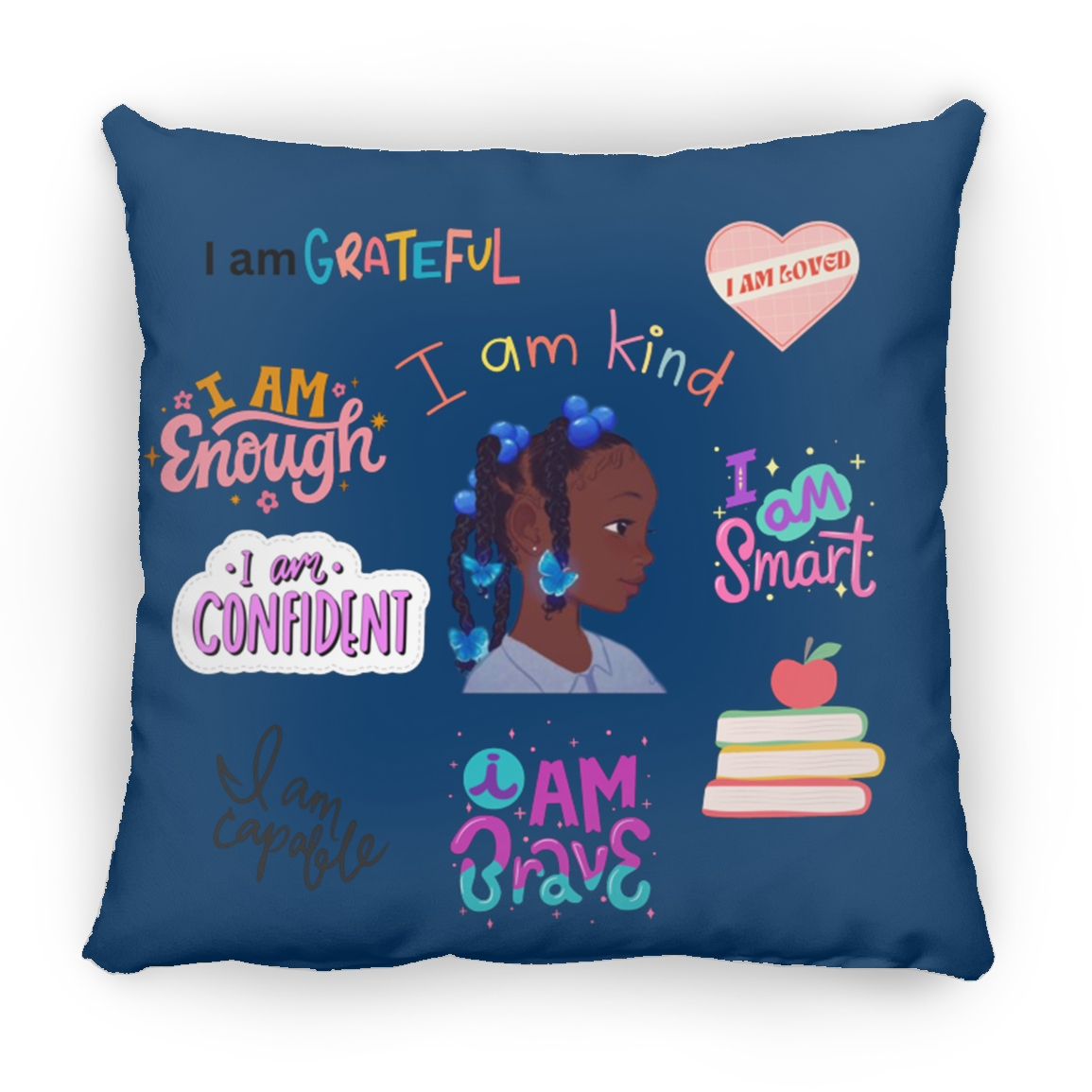 I Am Grateful. I Am Kind. Large Square Pillow