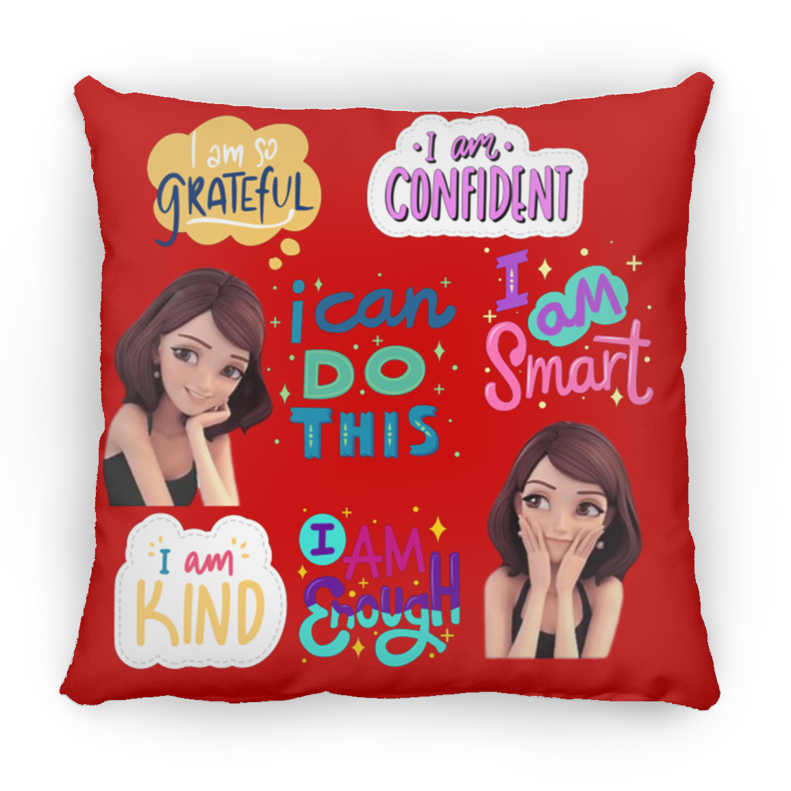 I Am Grateful. I Am Confident. Large Square Pillow