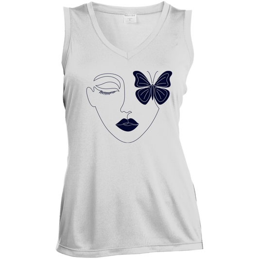 Butterfly Lady, Ladies' Sleeveless V-Neck Performance Tee