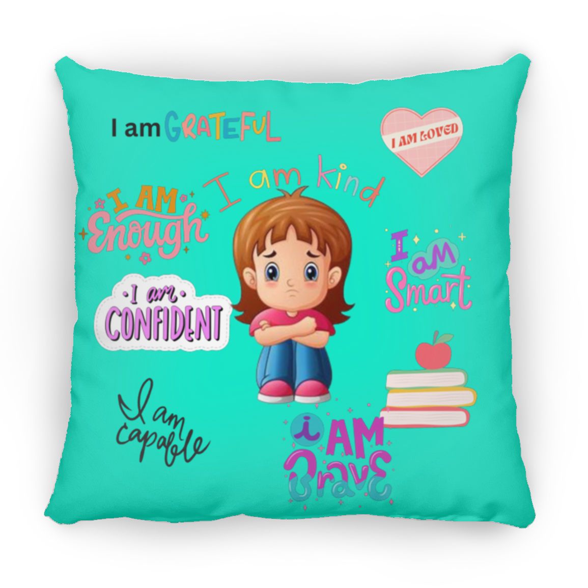 I Am Grateful. I Am Kind. Large Square Pillow