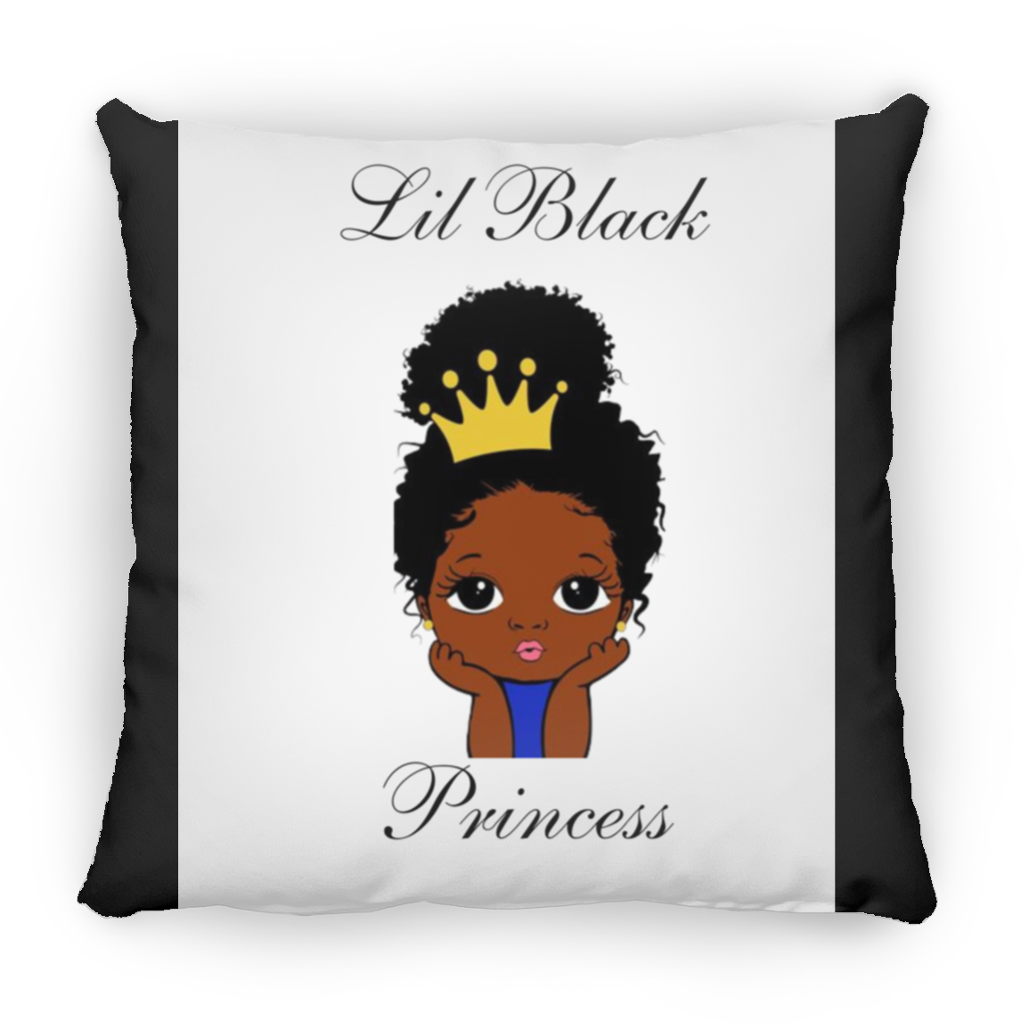 Lil Black Princess Large Square Pillow