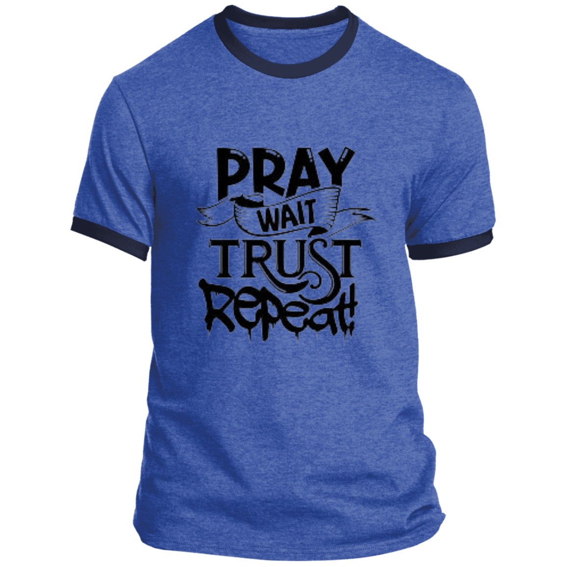 Pray Wait Trust Repeat Ringer Tee, Pray Wait Trust Repeat For Women, Shirt for Women, Christian Shirts for Women, Jesus Shirt, Gift for Women, Gift for Her, Christian Clothing