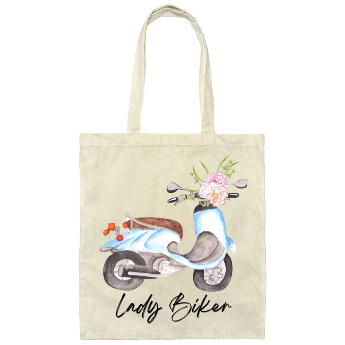 Lady Biker Canvas Tote Bag