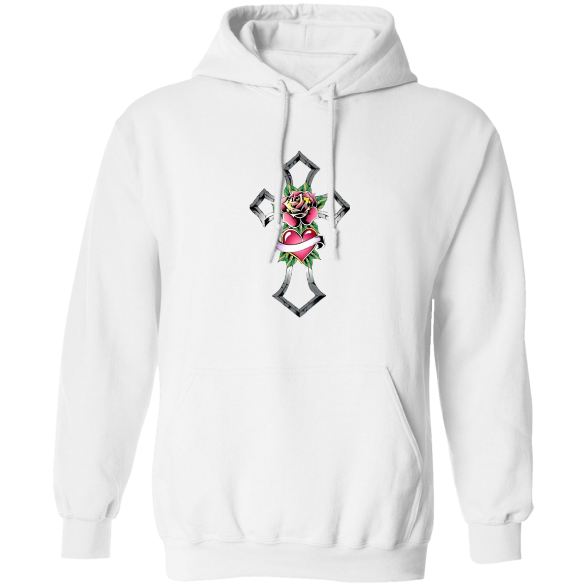 Tribal Rose with Heart Emblem Unisex Pullover Hoodie