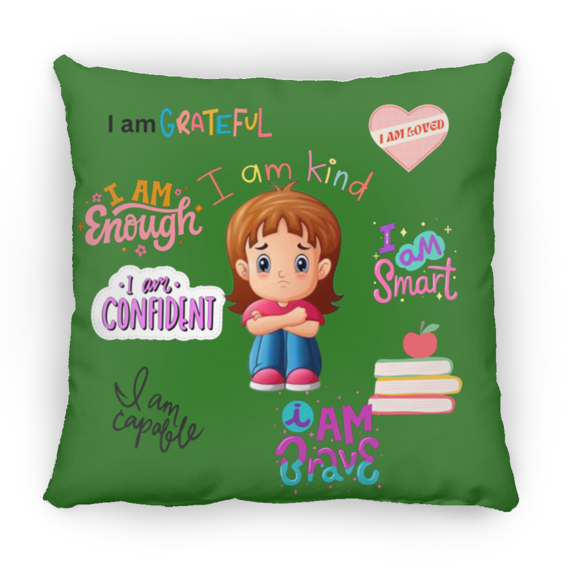 I Am Grateful. I Am Kind. Large Square Pillow