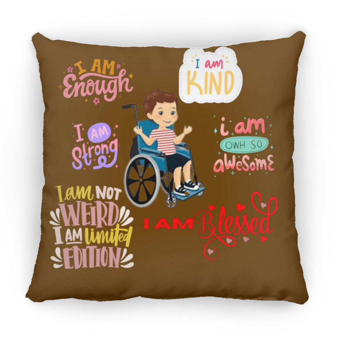 I Am Enough. I Am Kind. Large Square Pillow