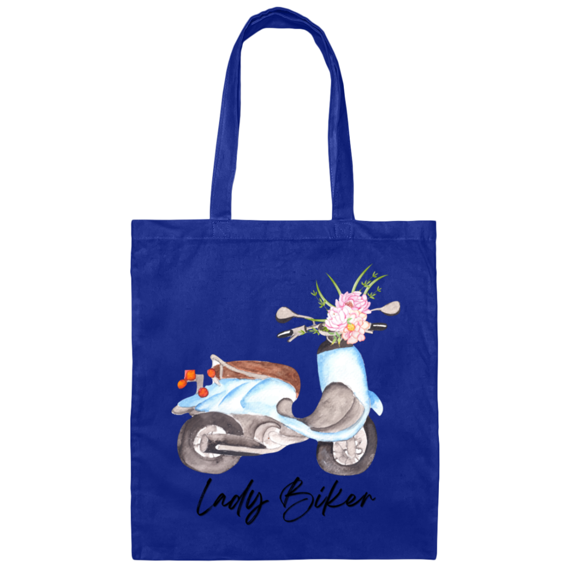 Lady Biker Canvas Tote Bag