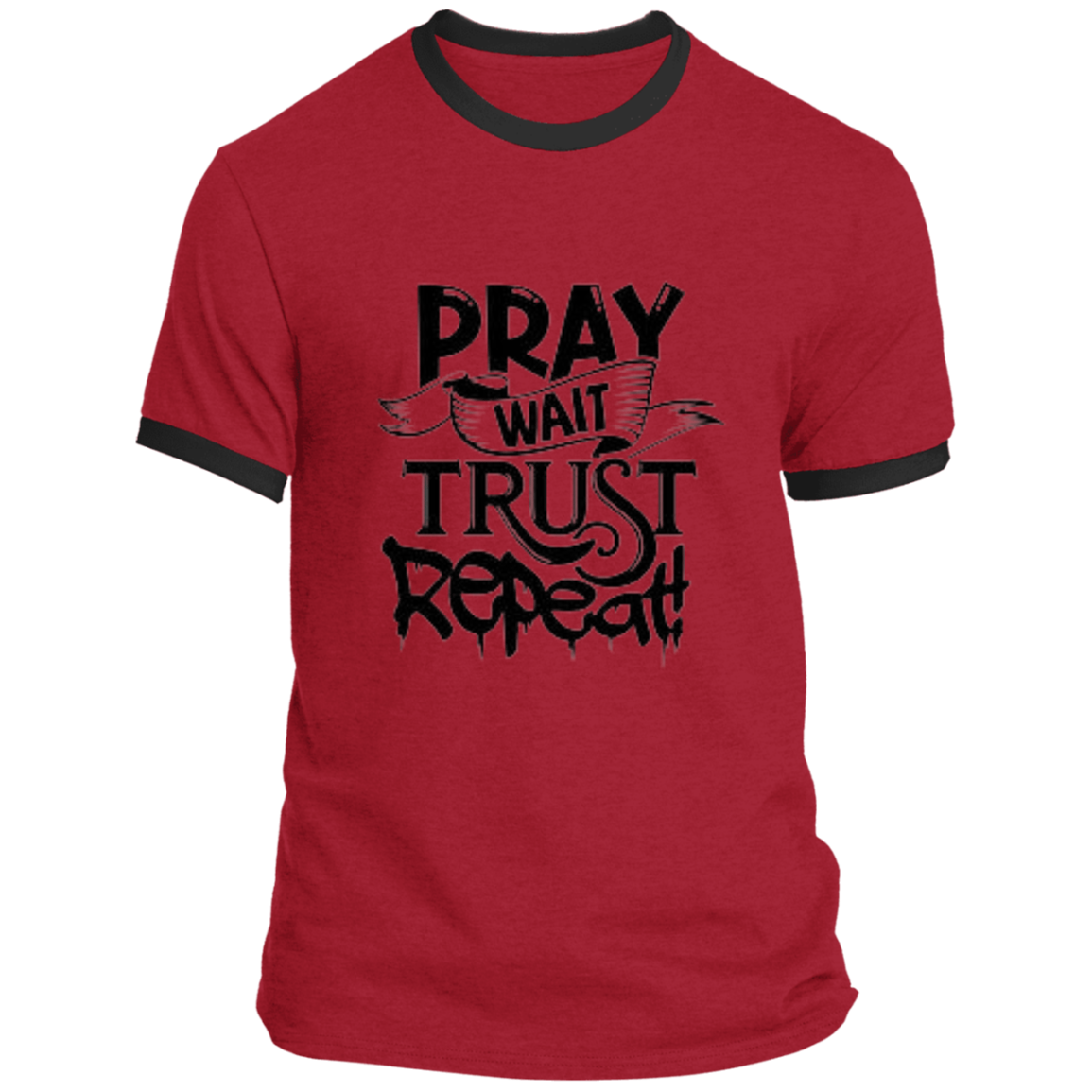 Pray Wait Trust Repeat Ringer Tee, Pray Wait Trust Repeat For Women, Shirt for Women, Christian Shirts for Women, Jesus Shirt, Gift for Women, Gift for Her, Christian Clothing