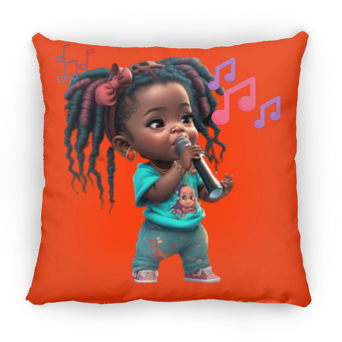 Little Girl Singing Large Square Pillow