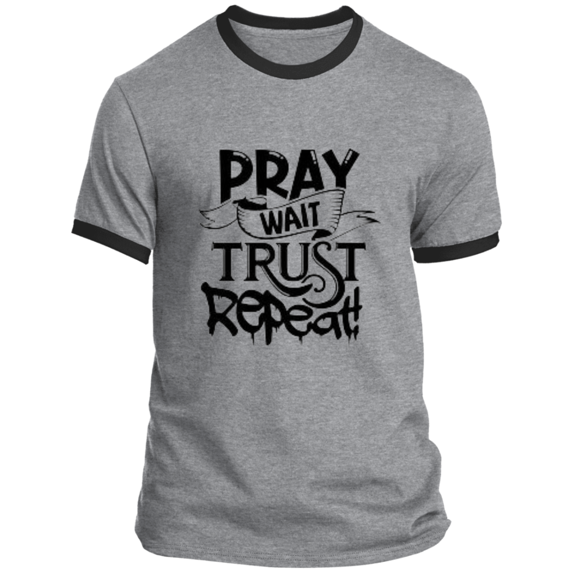 Pray Wait Trust Repeat Ringer Tee, Pray Wait Trust Repeat For Women, Shirt for Women, Christian Shirts for Women, Jesus Shirt, Gift for Women, Gift for Her, Christian Clothing