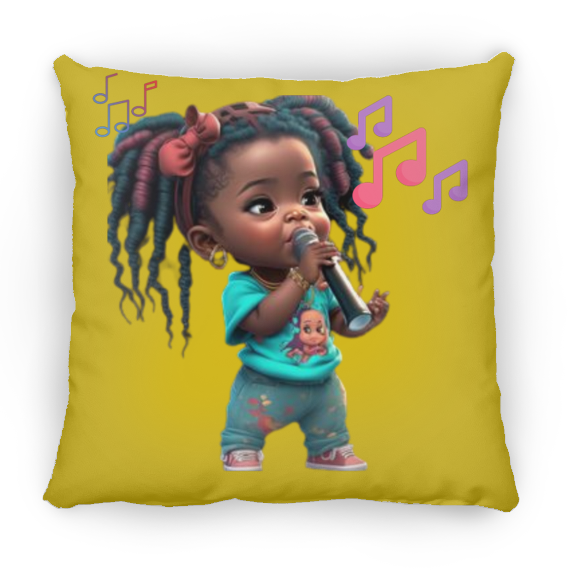 Little Girl Singing Large Square Pillow