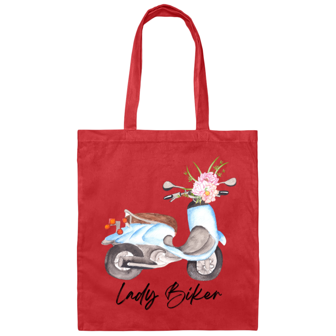 Lady Biker Canvas Tote Bag