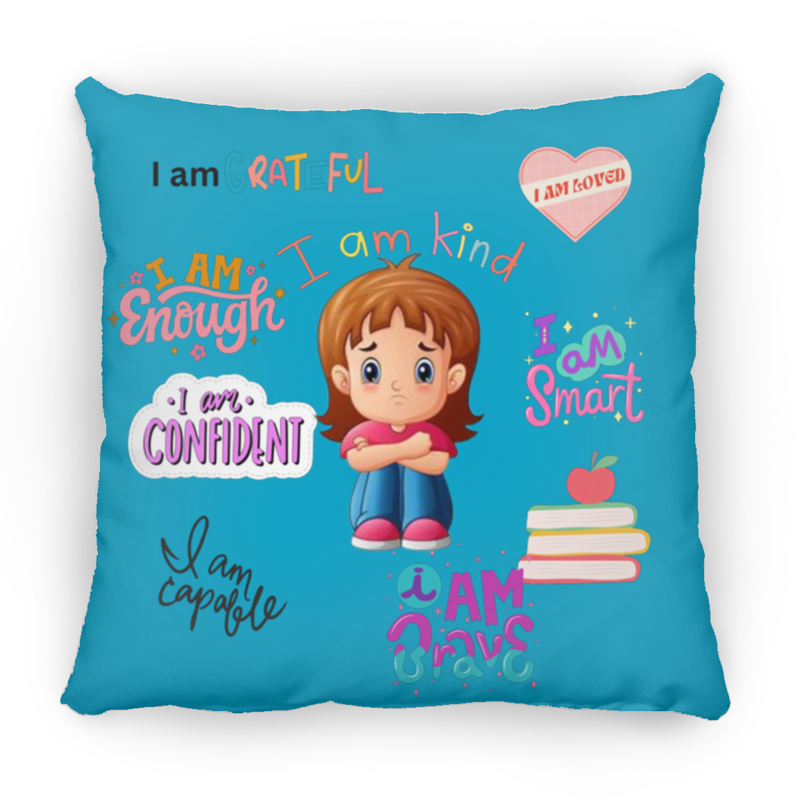 I Am Grateful. I Am Kind. Large Square Pillow