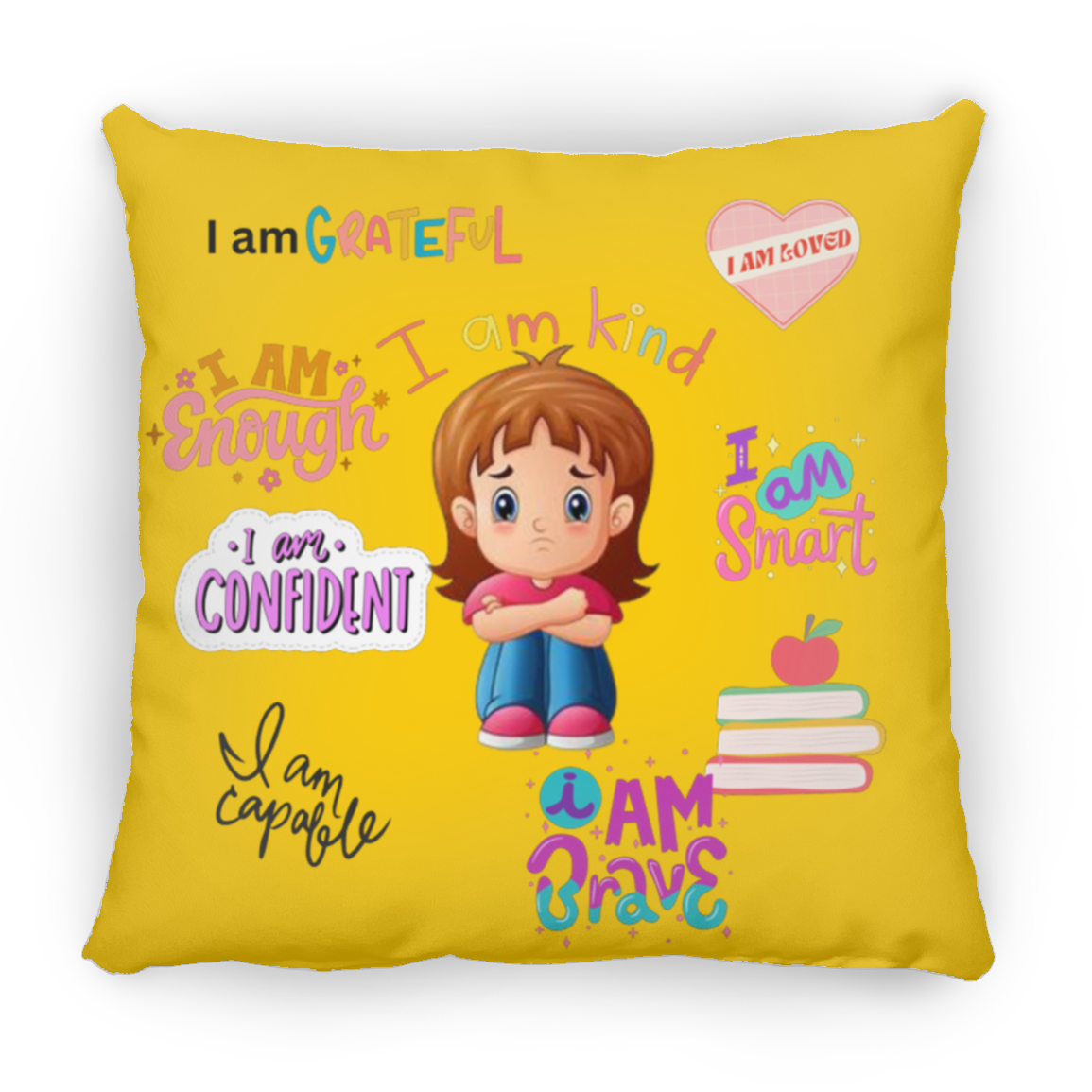 I Am Grateful. I Am Kind. Large Square Pillow