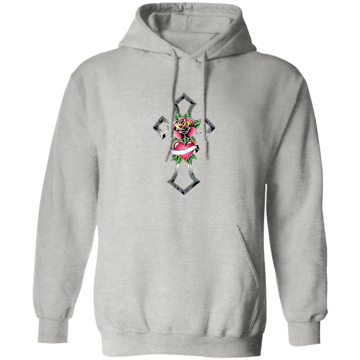 Tribal Rose with Heart Emblem Unisex Pullover Hoodie