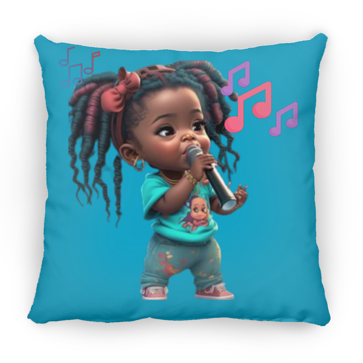 Little Girl Singing Large Square Pillow