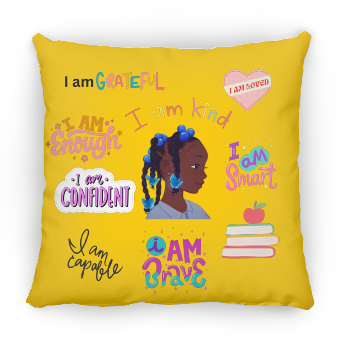 I Am Grateful. I Am Kind. Large Square Pillow