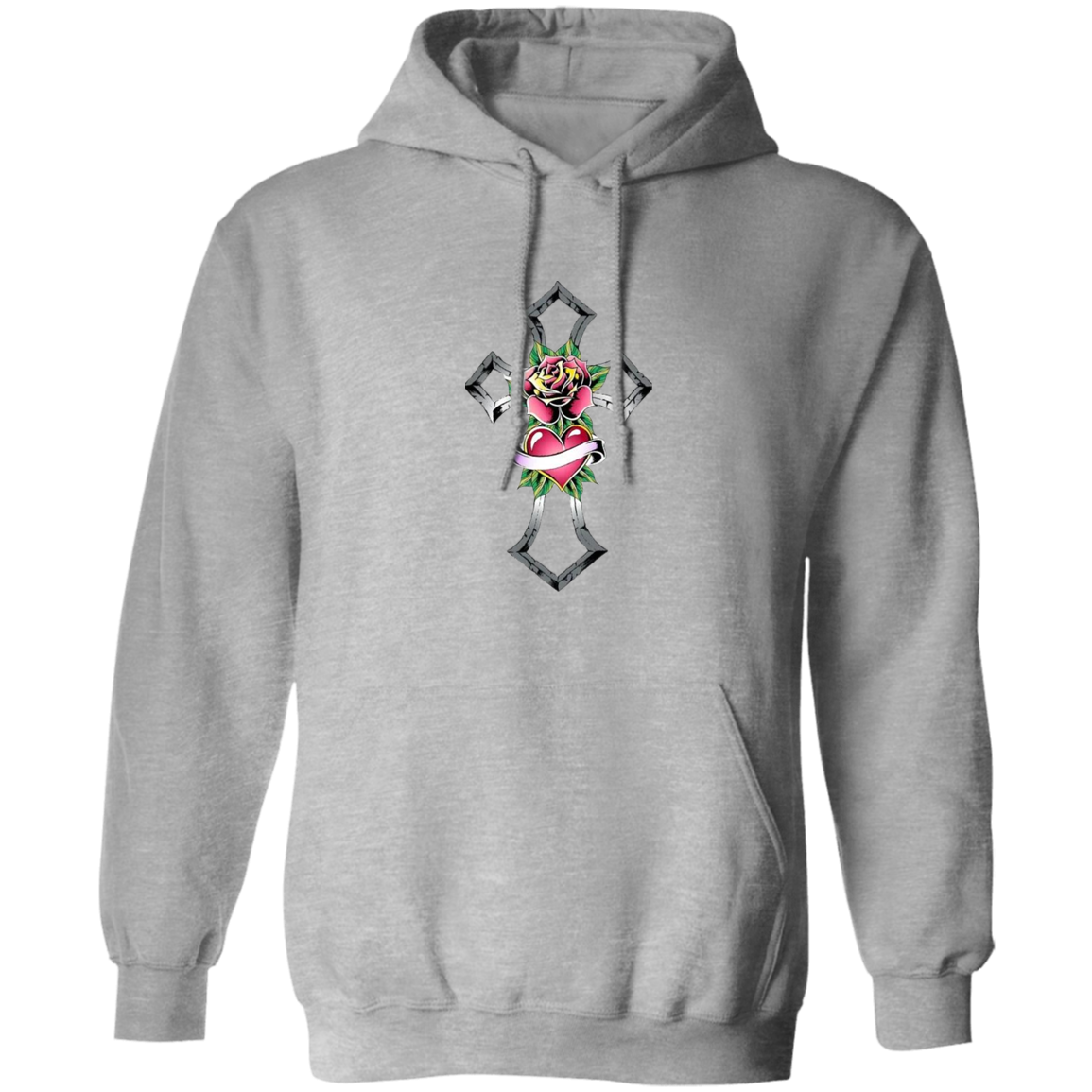 Tribal Rose with Heart Emblem Unisex Pullover Hoodie