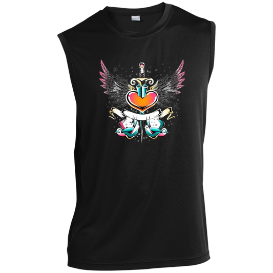 Vintage Heart and Swallow Banner Men’s Sleeveless Performance Tee