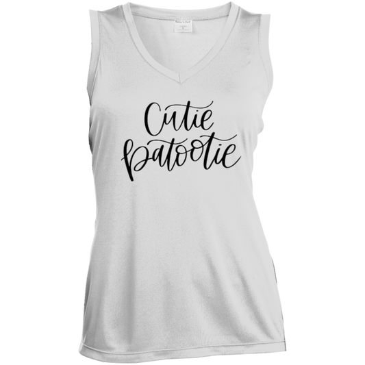 Cutie Boutootie Ladies' Sleeveless V-Neck Performance Tee