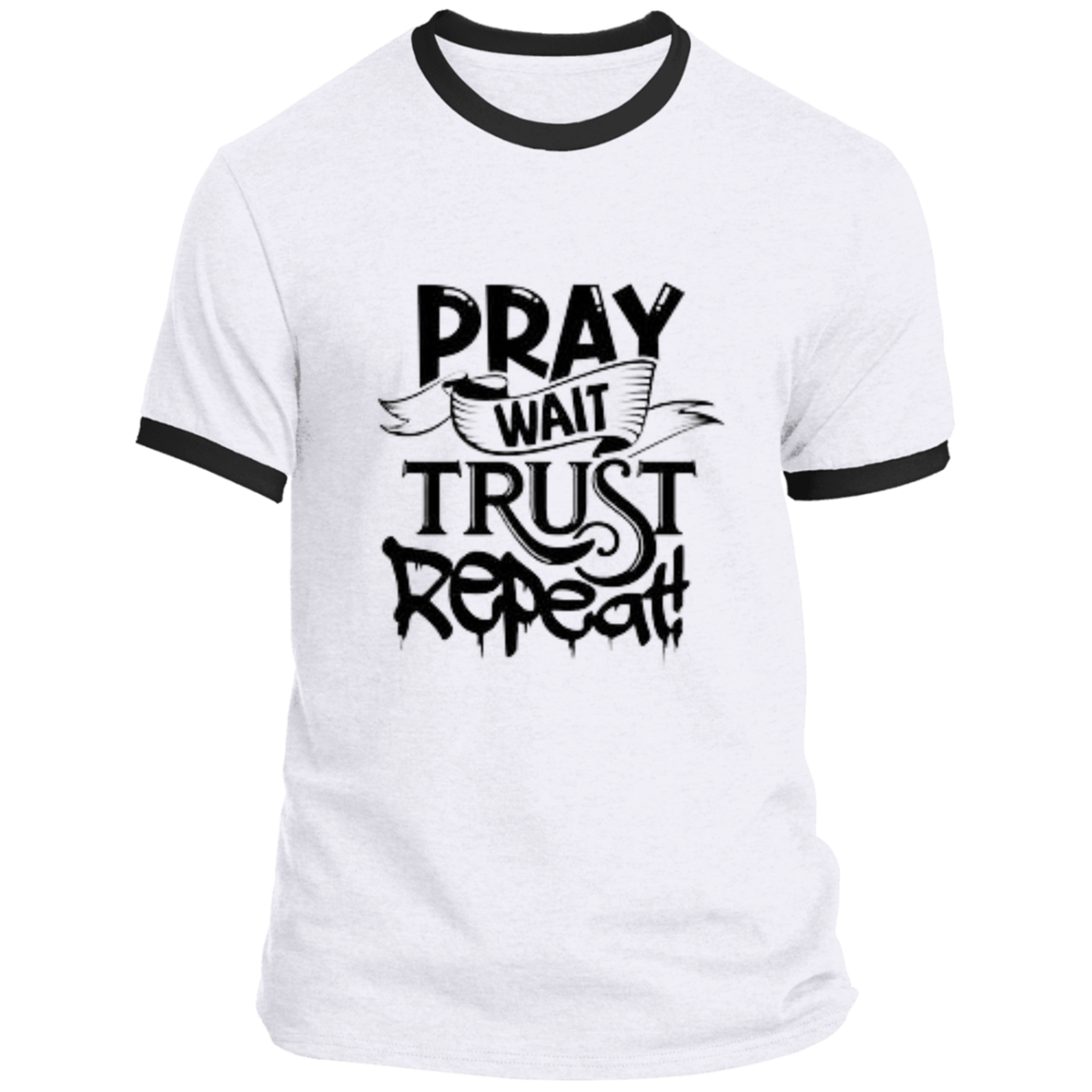 Pray Wait Trust Repeat Ringer Tee, Pray Wait Trust Repeat For Women, Shirt for Women, Christian Shirts for Women, Jesus Shirt, Gift for Women, Gift for Her, Christian Clothing