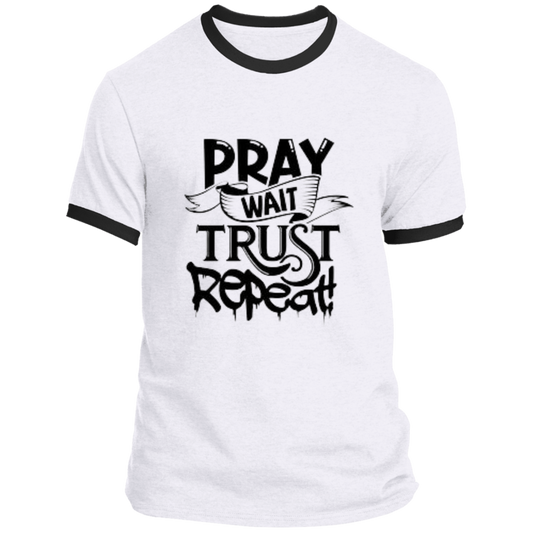 Pray Wait Trust Repeat Ringer Tee, Pray Wait Trust Repeat For Women, Shirt for Women, Christian Shirts for Women, Jesus Shirt, Gift for Women, Gift for Her, Christian Clothing