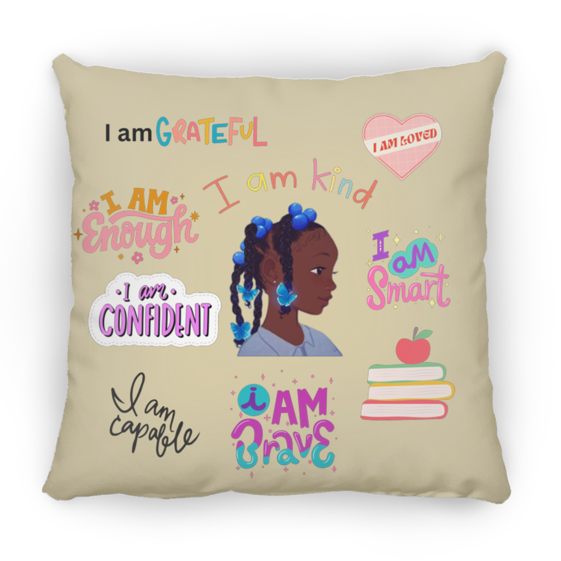 I Am Grateful. I Am Kind. Large Square Pillow