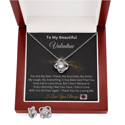 Gorgeous Love Knot Earring & Necklace Set for Soulmate, For Girlfriend, For Wife, For Significant Other