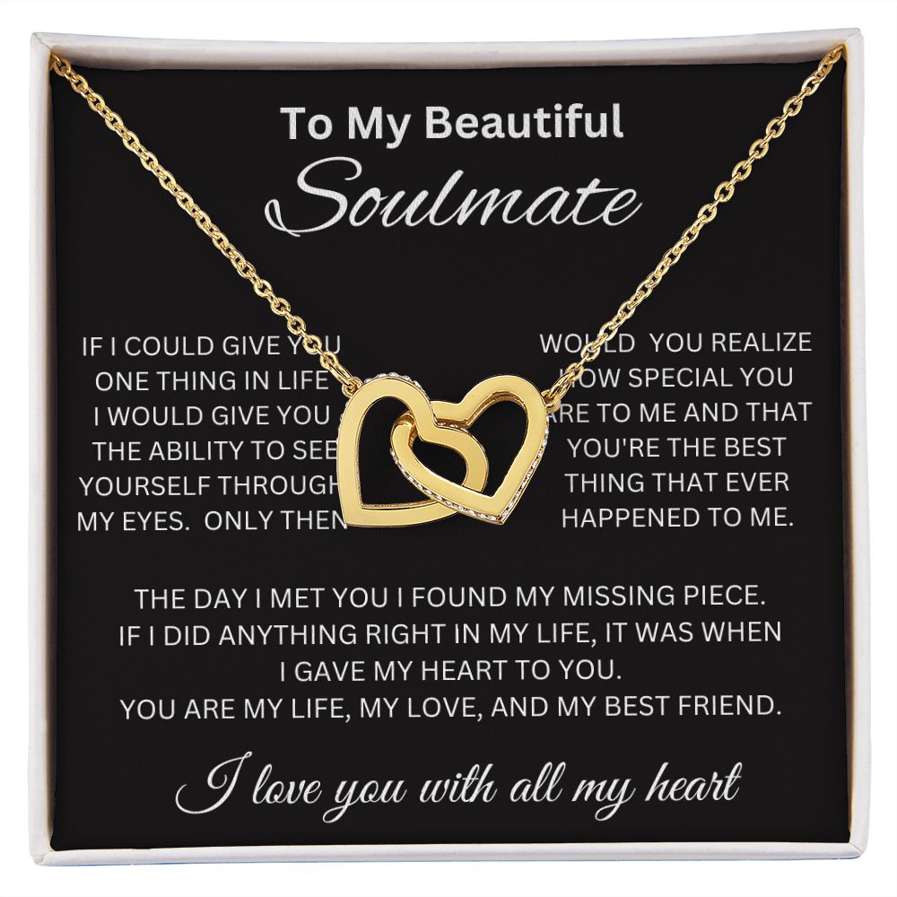 Beautiful Interlocking Hearts Necklace for Soulmate, for Girlfriend, Valentine's Day, Special Occasion or Just Because
