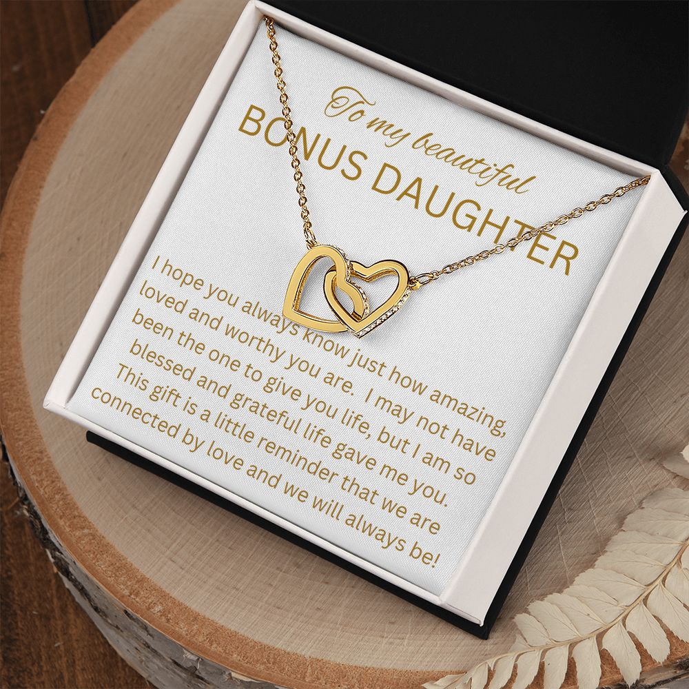 Interlocking Hearts to Bonus Daughter, Daughter-in-Law, Grandaughter, Birthday gift, just because, xmas gift