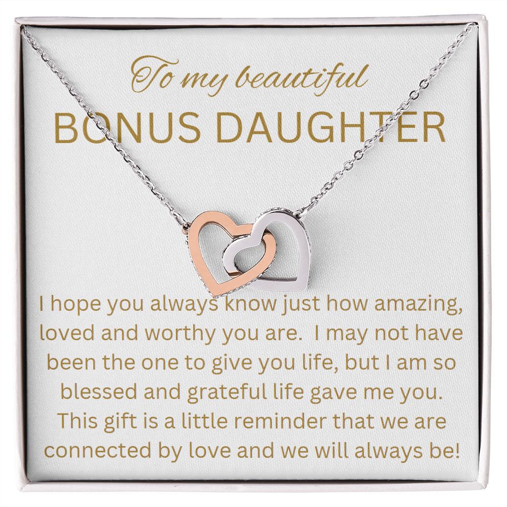 Interlocking Hearts to Bonus Daughter, Daughter-in-Law, Grandaughter, Birthday gift, just because, xmas gift