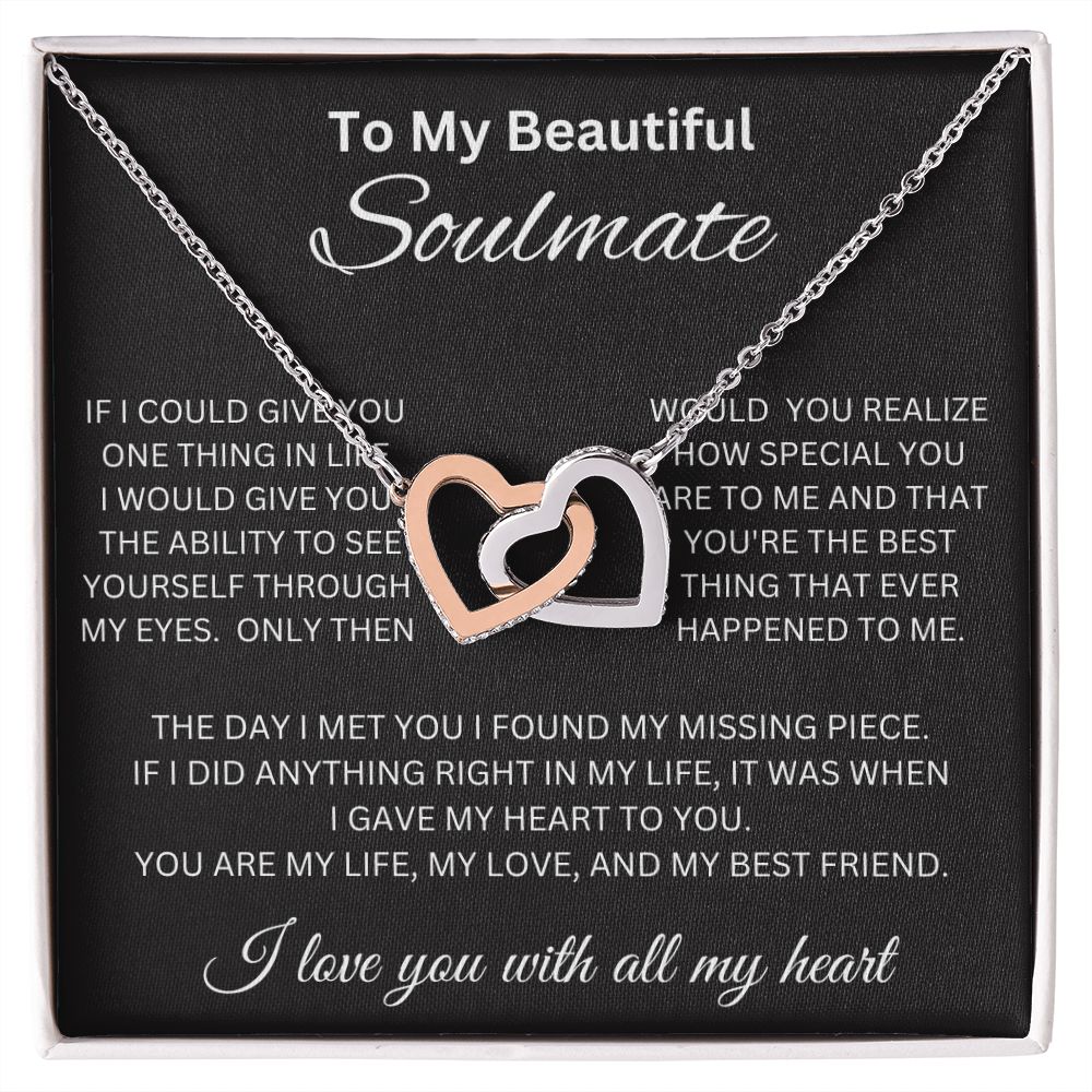 Beautiful Interlocking Hearts Necklace for Soulmate, for Girlfriend, Valentine's Day, Special Occasion or Just Because