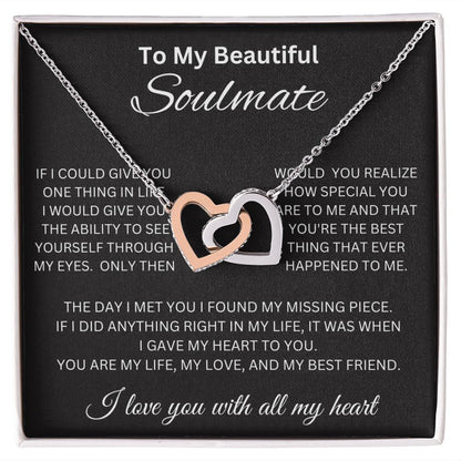 Beautiful Interlocking Hearts Necklace for Soulmate, for Girlfriend, Valentine's Day, Special Occasion or Just Because