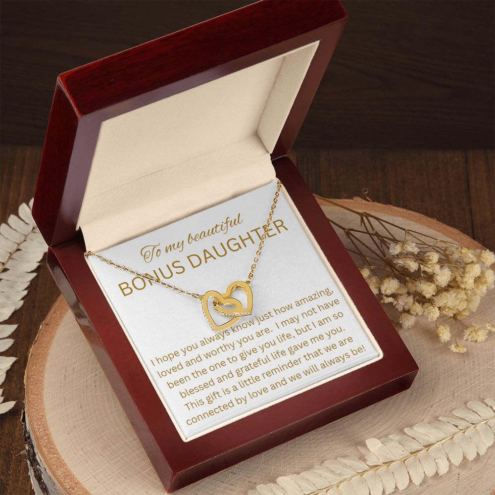 Interlocking Hearts to Bonus Daughter, Daughter-in-Law, Grandaughter, Birthday gift, just because, xmas gift