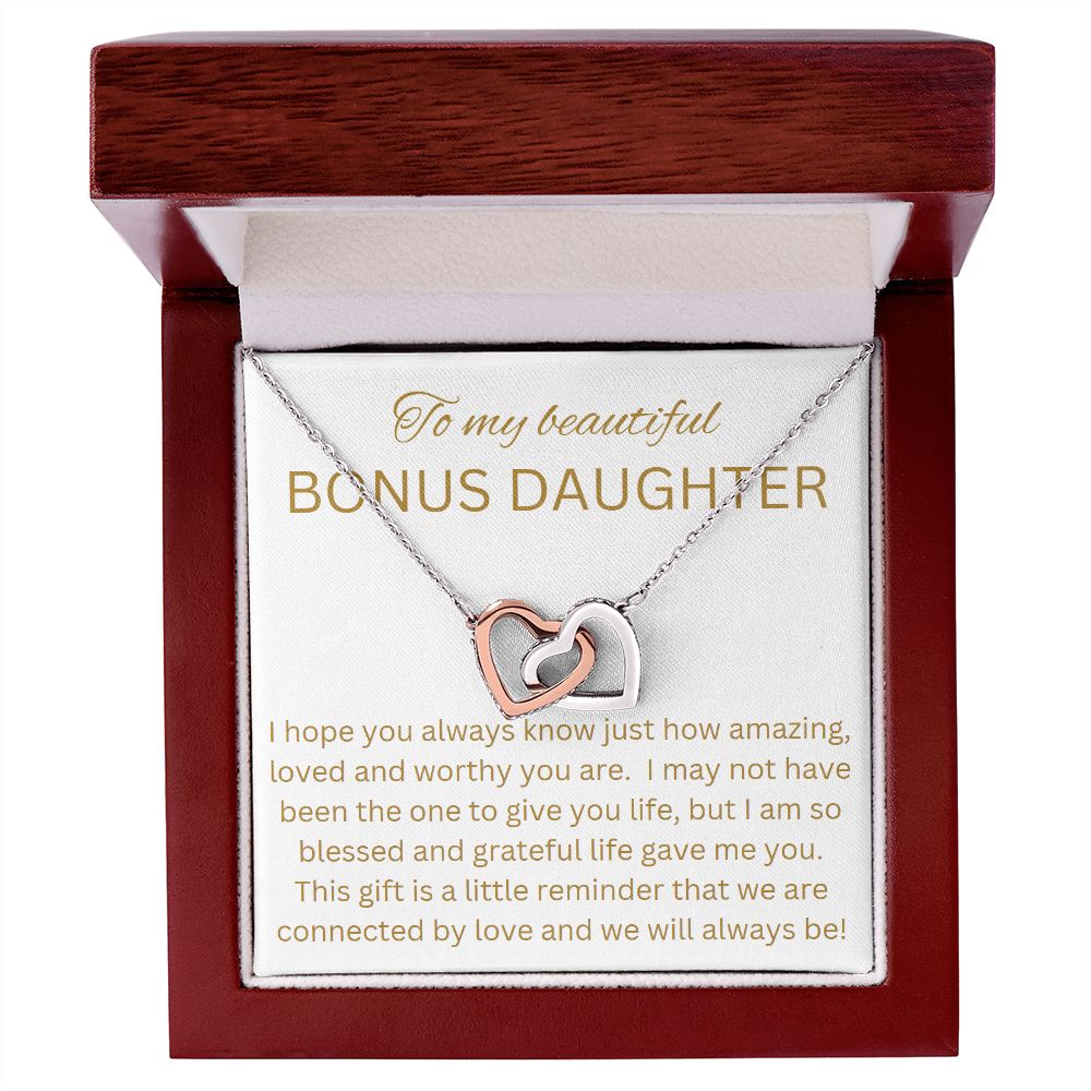 Interlocking Hearts to Bonus Daughter, Daughter-in-Law, Grandaughter, Birthday gift, just because, xmas gift