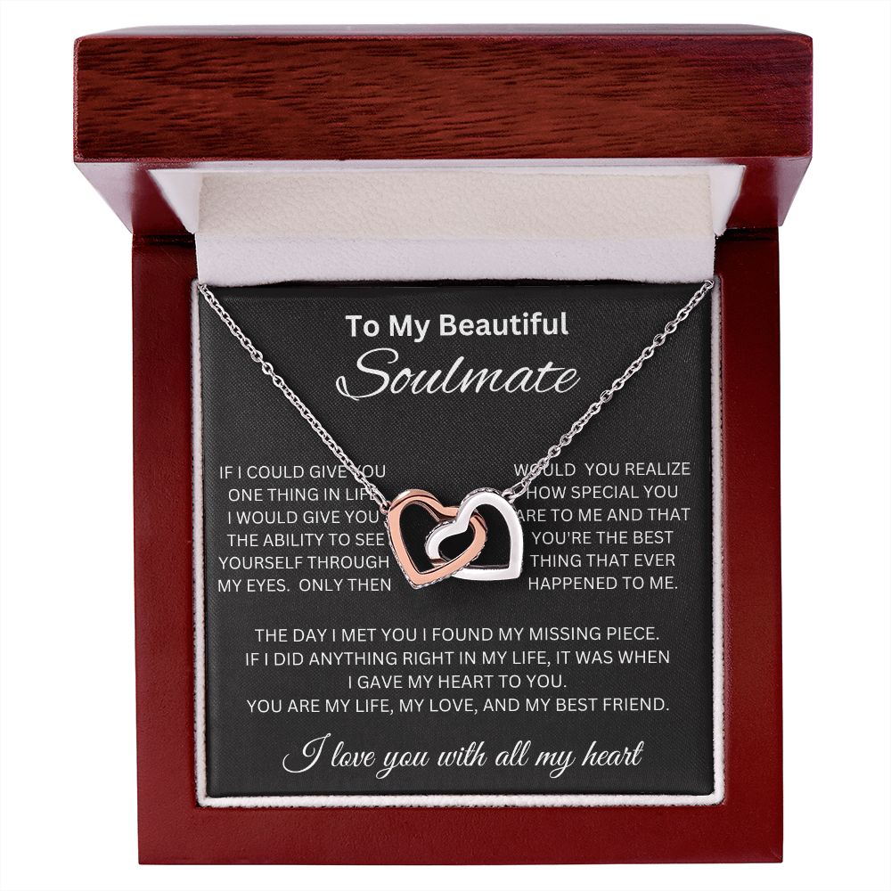 Beautiful Interlocking Hearts Necklace for Soulmate, for Girlfriend, Valentine's Day, Special Occasion or Just Because