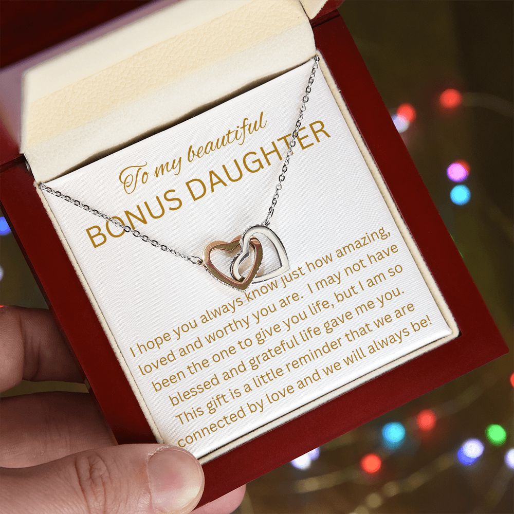 Interlocking Hearts to Bonus Daughter, Daughter-in-Law, Grandaughter, Birthday gift, just because, xmas gift