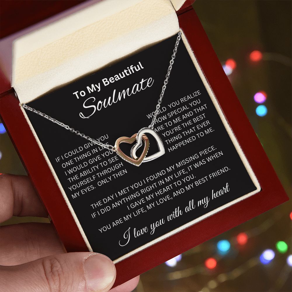 Beautiful Interlocking Hearts Necklace for Soulmate, for Girlfriend, Valentine's Day, Special Occasion or Just Because