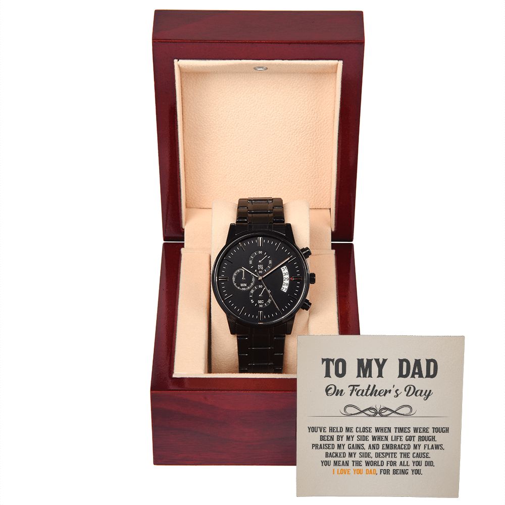 Black Chronograph Watch + MC (No Engraving), Dad Gift, Men's Gift, Gift for Him, Gift From Son, Gift from Daughter, Watch for Dad, Father’s Day