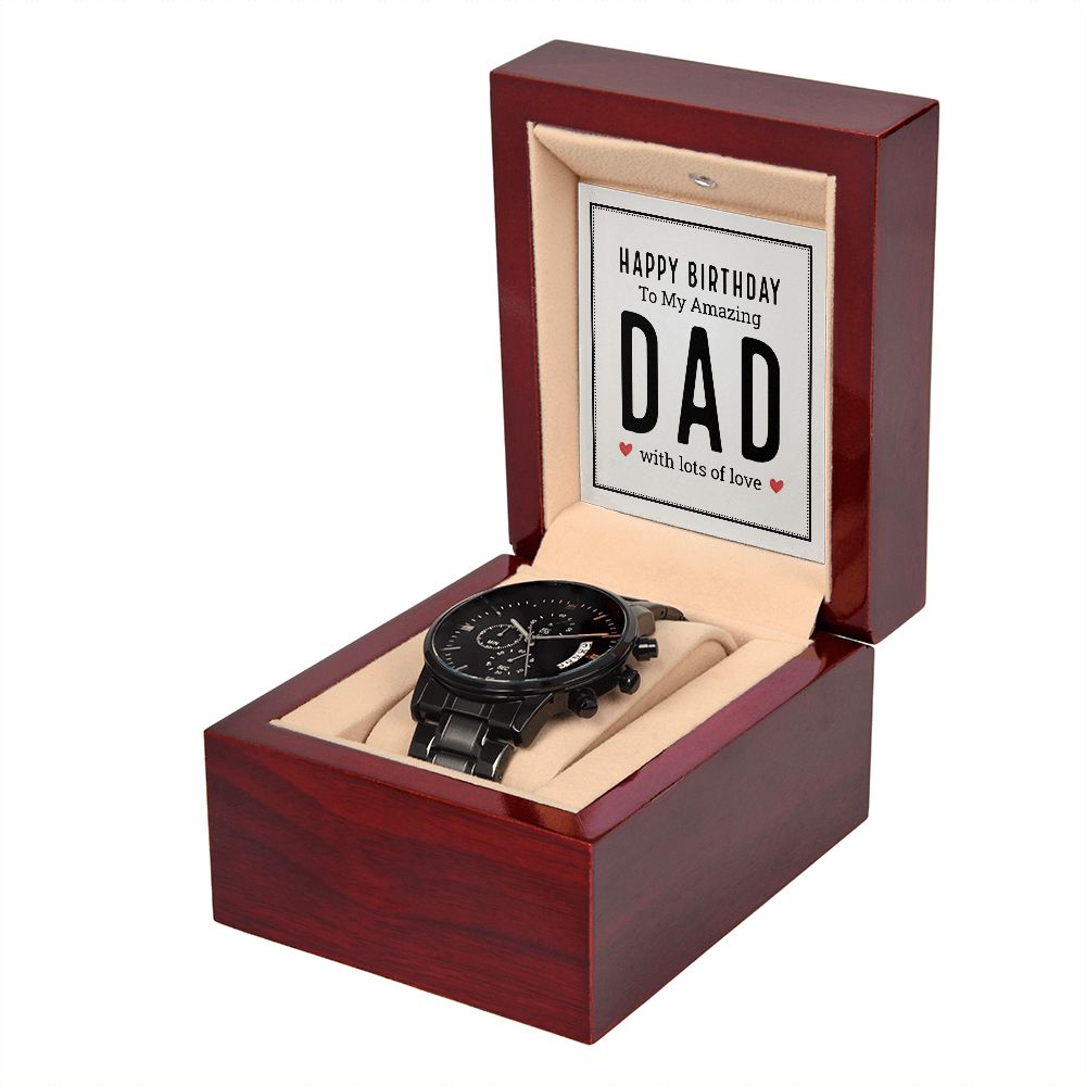 Black Chronograph Watch + MC (No Engraving), Dad Gift, Men's Gift, Gift for Him, Gift From Son, Gift from Daughter, Watch for Dad, Dad Birthday Gift,