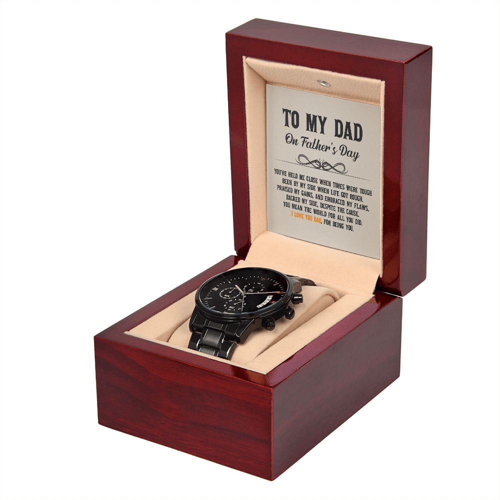 Black Chronograph Watch + MC (No Engraving), Dad Gift, Men's Gift, Gift for Him, Gift From Son, Gift from Daughter, Watch for Dad, Father’s Day