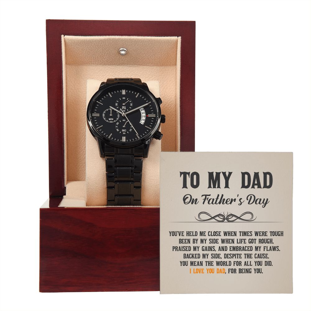 Black Chronograph Watch + MC (No Engraving), Dad Gift, Men's Gift, Gift for Him, Gift From Son, Gift from Daughter, Watch for Dad, Father’s Day