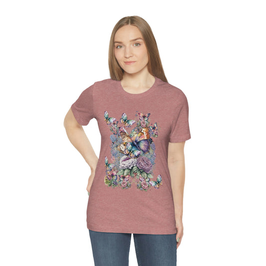 Butterfly Unisex Jersey Short Sleeve Tee, With Butterfly, Entomology Butterfly, Chalcedony Butterfly, Amalee Butterfly, Colorful Butterfly Shirt