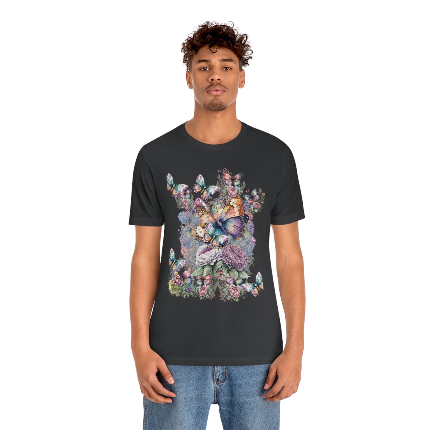 Butterfly Unisex Jersey Short Sleeve Tee, With Butterfly, Entomology Butterfly, Chalcedony Butterfly, Amalee Butterfly, Colorful Butterfly Shirt