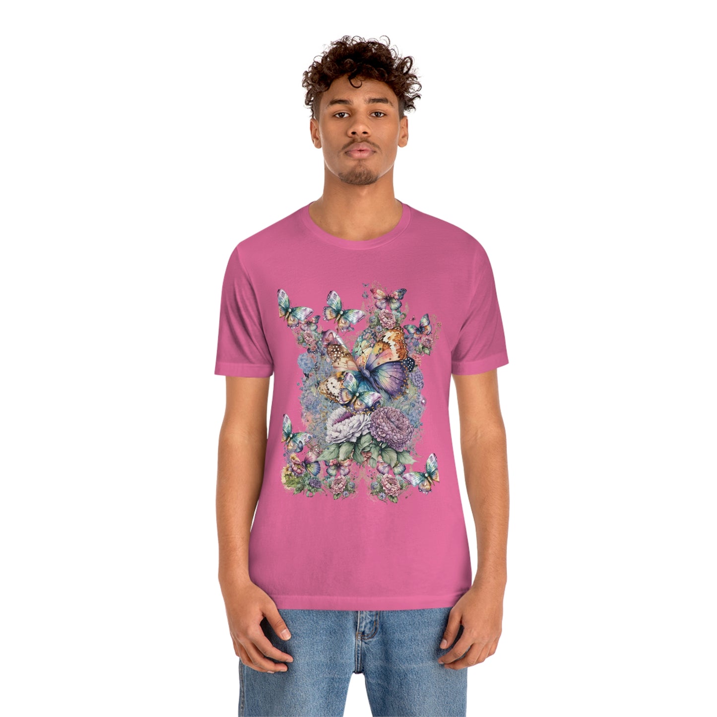 Butterfly Unisex Jersey Short Sleeve Tee, With Butterfly, Entomology Butterfly, Chalcedony Butterfly, Amalee Butterfly, Colorful Butterfly Shirt